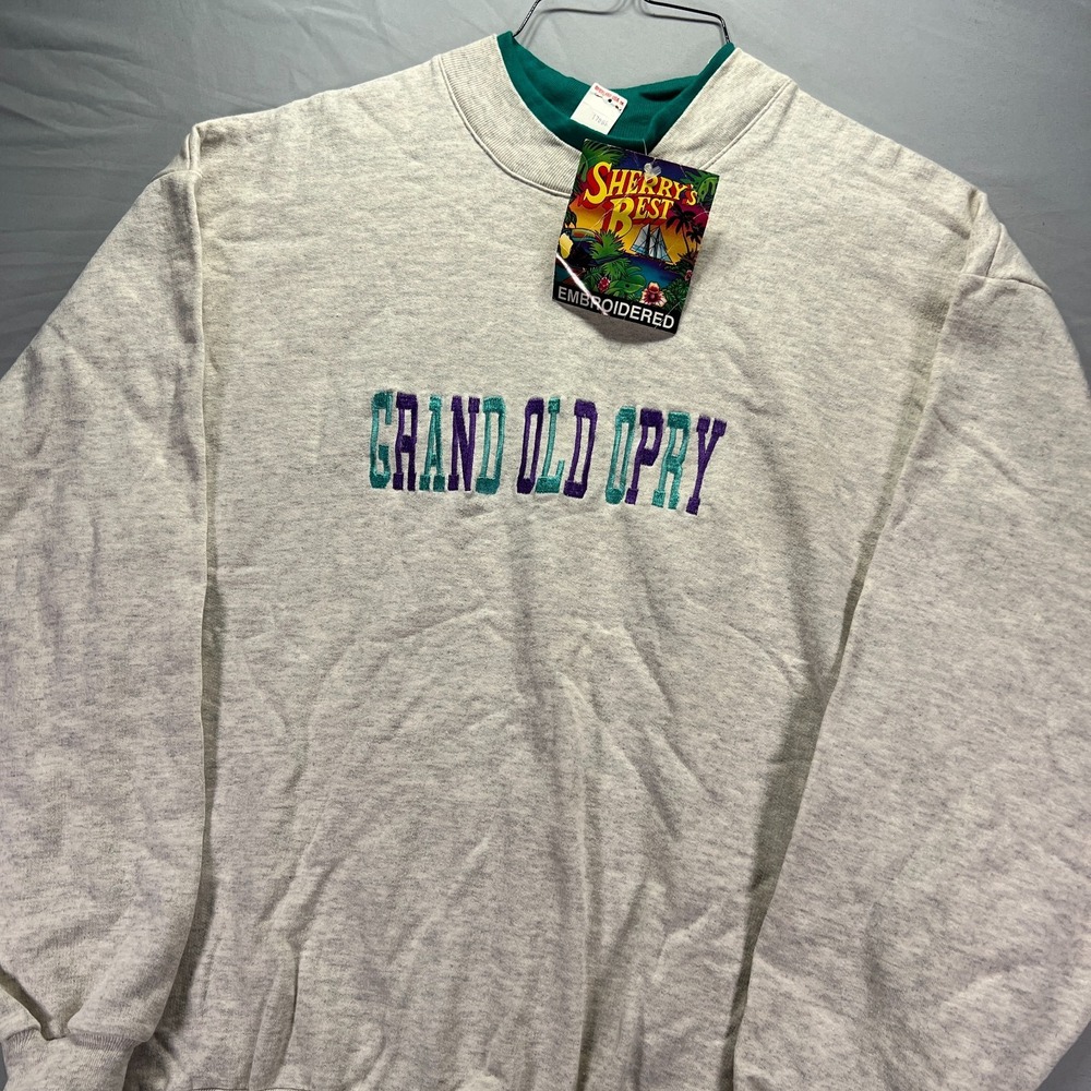 Vintage Grand Old Opry Sweatshirt Mens Large Gray Fleece Tennessee New Old Stock